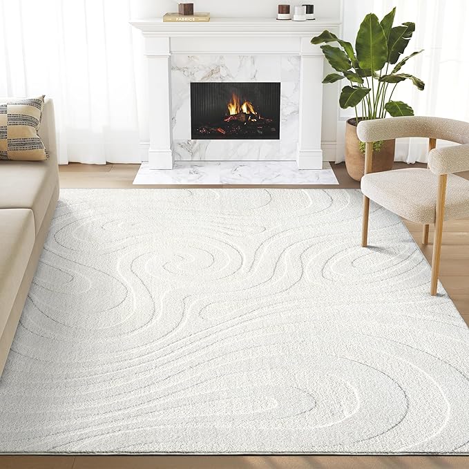 Abani Cozy Cream Area Rug for Living Room, Bedroom by Abani