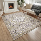 PURRUGS Vintage Farmhouse Boho Area Rug 5x7 ft, Non-Slip Machine Washable Rug by PURRUGS