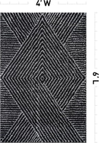 Rugshop Geometric Diamond Stripe Shag Area Rug Anthracite Dark Gray 4' x 6' - Image 2