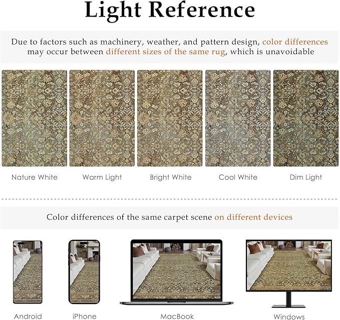 Runner Rug 2x8 Brown Hallway Washable Kitchen Vintage Carpet Non Slip Long - Image 2