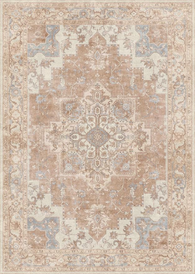 GENIMO 6x9 Area Rugs for Living Room, Non Slip Machine Washable Retro Rugs - Image 8