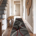 Rugshop Modern Wavy Circles Design Non-Shedding Runner Rug, Carpet - Image 8