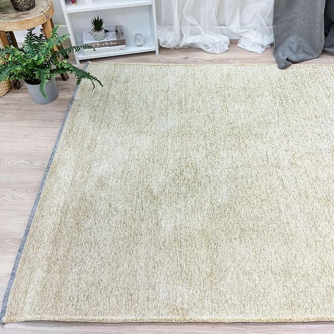 Alfa Rich 4x6 Sand Beige Washable Area Rugs - Image 4