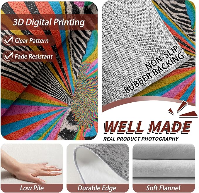 Graffiti Rug - 8x10 Rug, Colorful Abstract Art Area Rugs, Hippie Aesthetic - Image 4