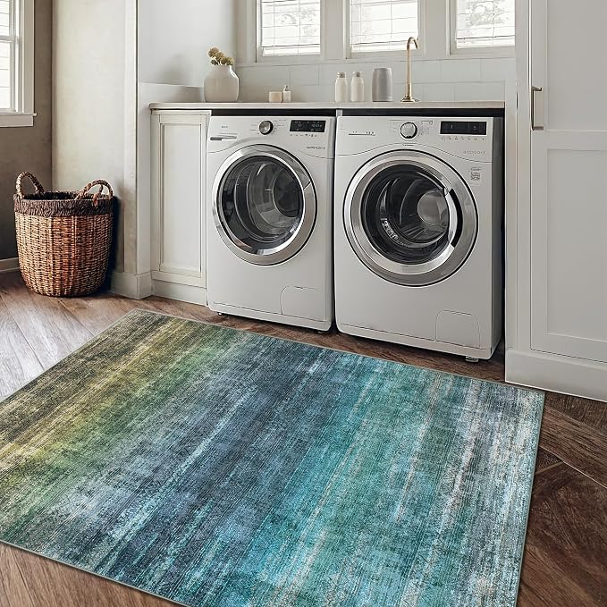 Kokia Abstract Washable Area Rug Living Room Washable 4x6 Non-Slip Stain - Image 8