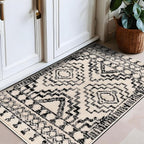 Rugshop Cream and Black Southwestern Tribal Area Rug – Boho Geometric Diamond by Rugshop