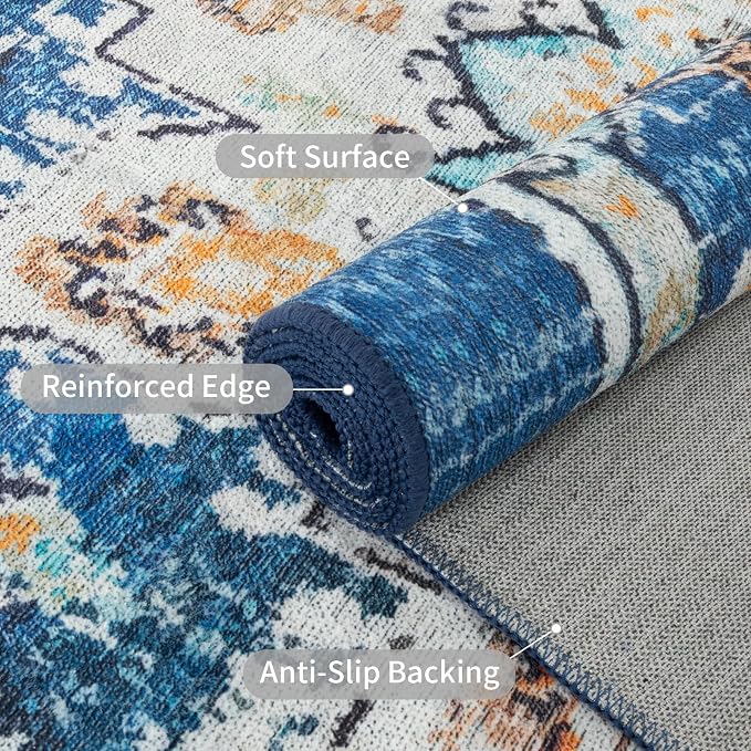 Easy-Going Large Area Rug 8x10 Washable Boho Rugs - Image 3