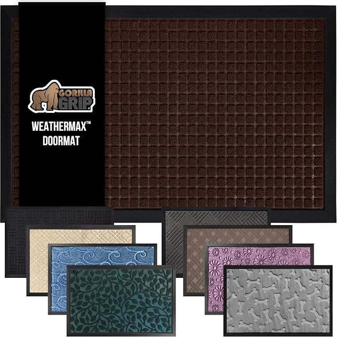 GORILLA GRIP 100% Waterproof All-Season WeatherMax Doormat 35x23, US Designed by GorillaGrip