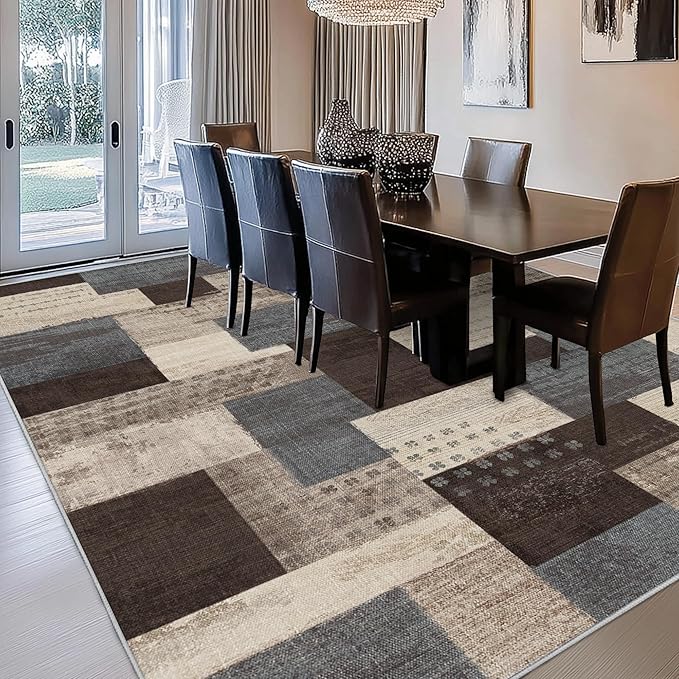 Modern Geometric Patchwork Indoor Area Rug - Image 7