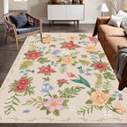 Rustic Flower Area Rug, Classic Colorful Bohemian Floral Pattern - Image 4