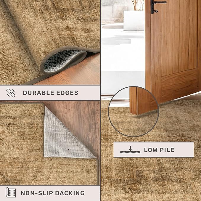 Large Brown Golden Rug for Dining Room Table - Image 5