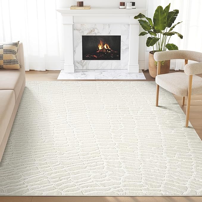 Abani Cream Area Rug for Living Room, Bedroom by Abani