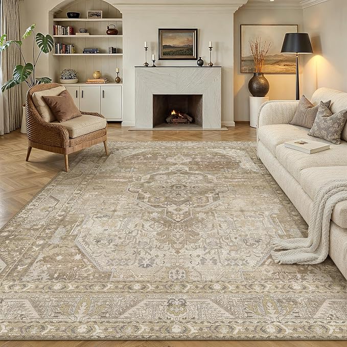 8x10 Washable Vintage Area Rug for Living Room Bedroom Non Slip Distressed by WondRg