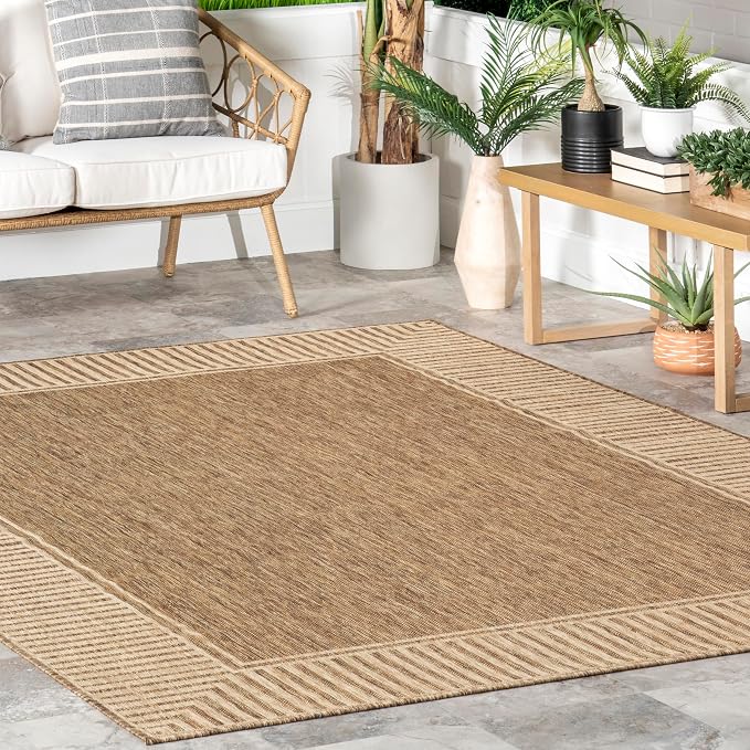 Nuloom Asha Light Brown/Ivory, Striped Border, Soft and Cozy, High Traffic - Image 8