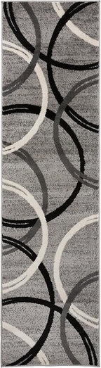 Rugshop Wavy Circles Design Runner Rug, Carpet - Image 3