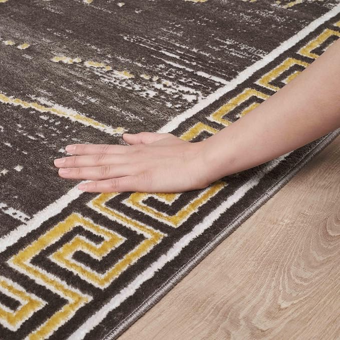 GLORY RUGS Area Rugs Marble 4x5 Brown Gold Carpet Modern Abstract Rug Living - Image 5