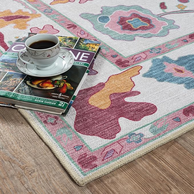 Fame Living Pink Oushak Rug, Modern Small Rugs, Door mat, Doormat - Image 9