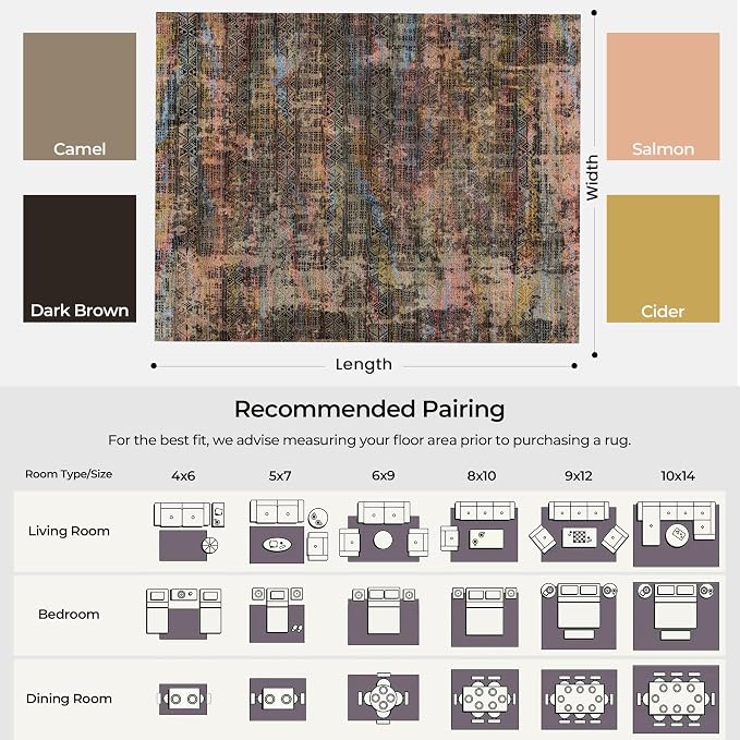 Kokia Abstract Area Rugs 9x12 Bedroom Washable Decor Low Pile Non-Slip - Image 3