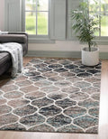 Rugs.com Lattice Frieze Collection Rug – 7' x 10' Blue Multi Medium Rug Perfect by Rugscom