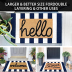KOZYFLY Striped Outdoor Rug 27.5x43 Inches Front Door Rug Navy and White Woven - Image 3