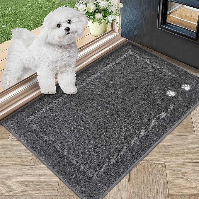 BEQHAUSE Dog Door Mat for Muddy Paws 20"x32" Dirt Trapper Absorbent Doormat Non - Image 9