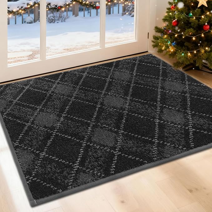 COSY HOMEER Plaid Door Mat 24" x 36", Dirt Trapper Entryway Rugs, Non-Slip by COSYHOMEER