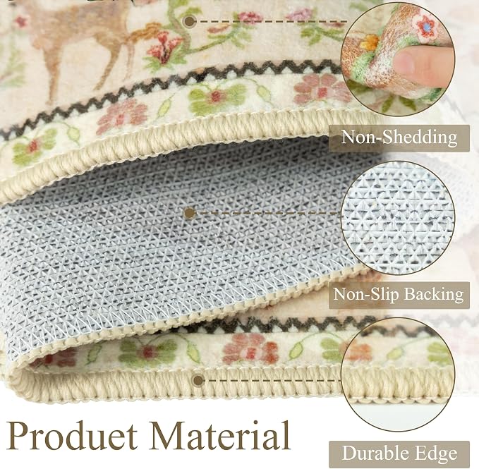5x7 Area Rugs for Living Room, Machine Washable Non-Slip Carpet, Boho Floral - Image 6