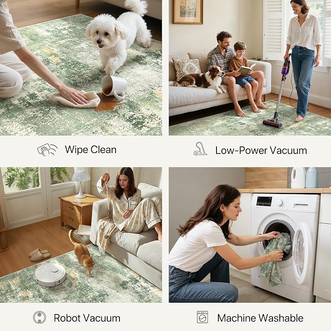 GENIMO 8x10 Area Rugs for Living Room, Machine Washable Rug Non Slip, Low Pile - Image 7