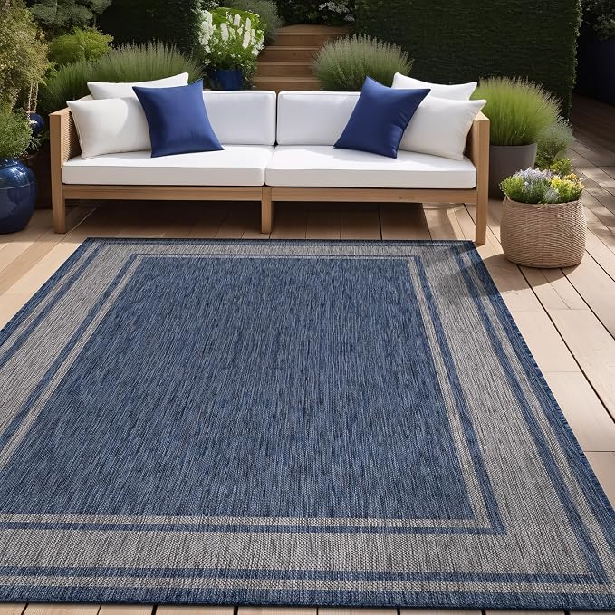 Beverly Rug Large Outdoor Rug 9x12 Modern Bordered Area Rugs - Image 5