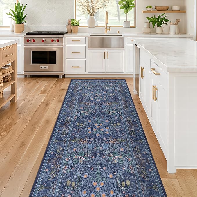 Non Slip 2x6 Dark Blue Kitchen Runner Rug - Image 7