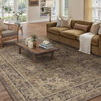 6x9 Brown Washable Vintage Area Rug - Image 3