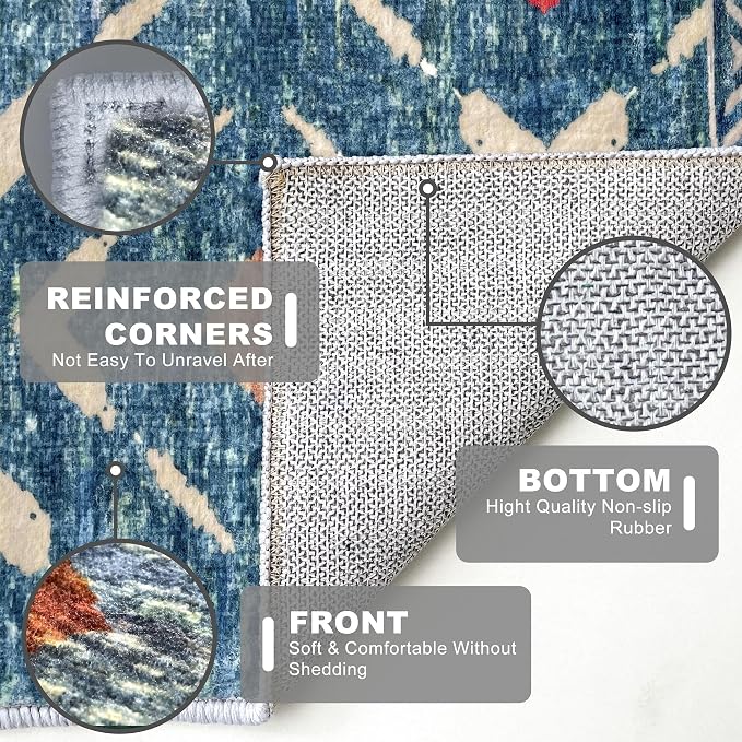 KILOCOCO Area Rug 3'x5' Rug for Entryway Washable Printed Bedroom Rugs Non Slip - Image 4