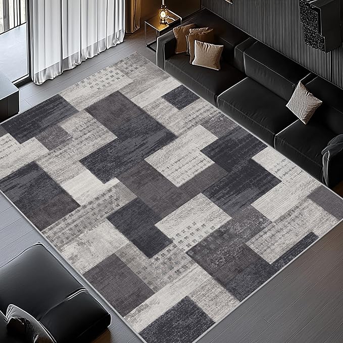 Modern Geometric Patchwork Indoor Area Rug - Image 2