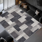 Modern Geometric Patchwork Indoor Area Rug - Image 2