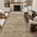 FMFUNCTEX 6x9 Washable Area Rug Brown Vintage Neutral Distressed Oriental Large by Fmfunctex