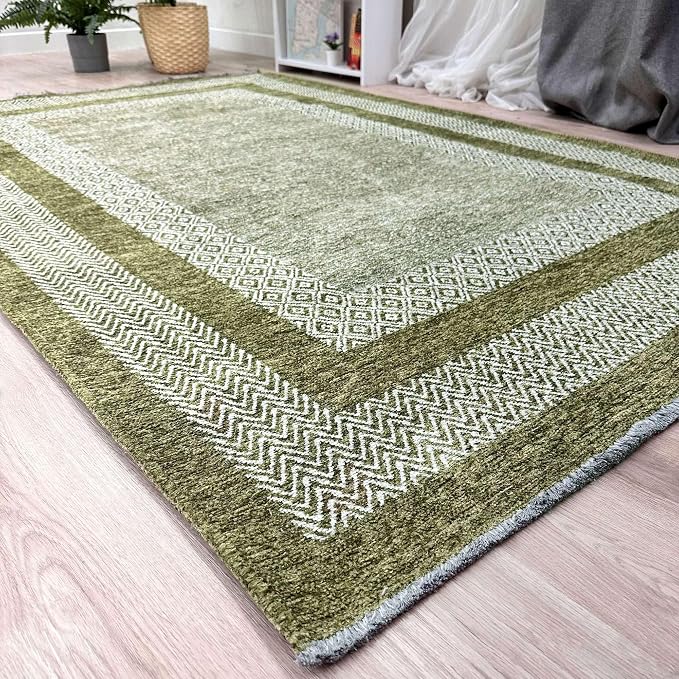 Alfa Rich 5x8 Green Washable Area Rugs by AlfaRichRugs