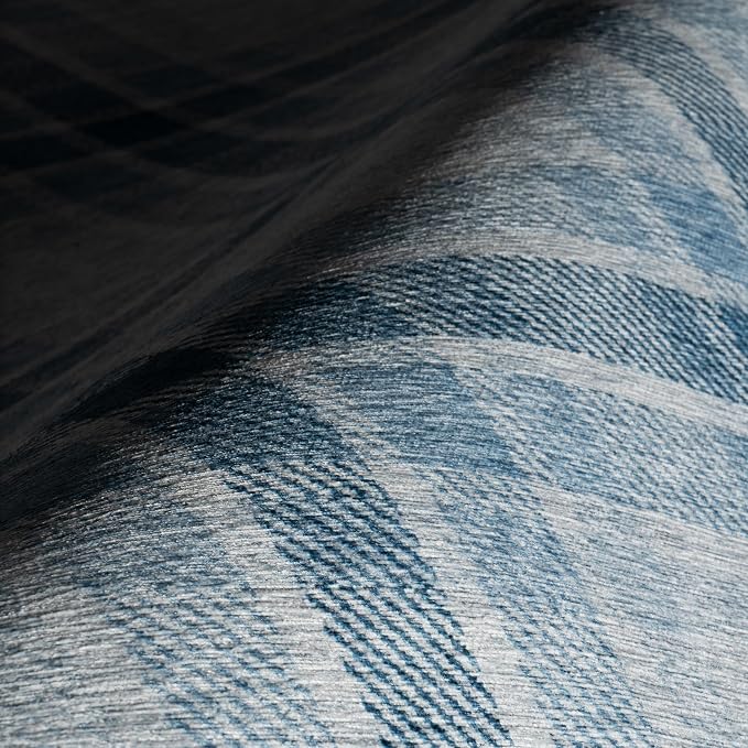 Dash & Albert Andri Plaid Blue Machine Washable Rug, 4 X 6 Feet - Image 4