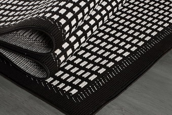 Beverly Rug Micro Loop Area Rug Black/White 6x9 Geometric Modern Luxury Zebra - Image 8