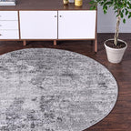 Rugs.com Leipzig Collection Rug – 8 Ft Round Gray Low-Pile Rug Perfect - Image 3