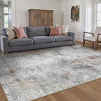 6x9 Washable Area Rug Grey Rust Abstract Living Room Bedroom Carpet Neutral - Image 4
