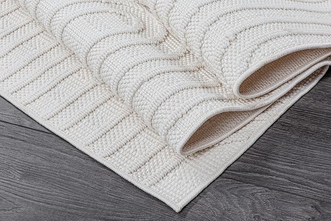 Beverly Rug Micro Loop Area Rug White 8x10 Modern Luxury Soft Circle Geometric - Image 7