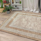 Alfa Rich 7x10 Beige Cream Washable Area Rugs - Image 4