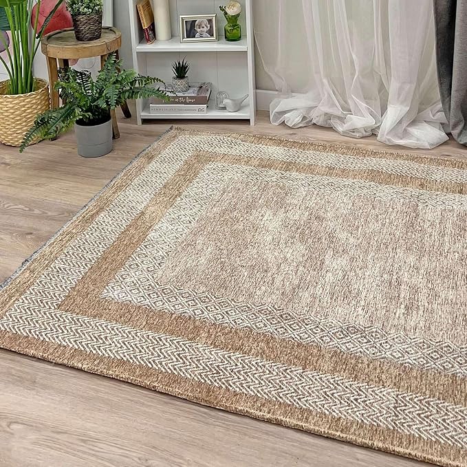 Alfa Rich 4x6 Beige Cream Washable Area Rugs - Image 4