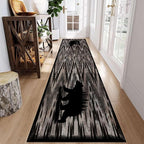 Rustic Cabin Runner Rug, Vintage Lodge Wood Grain Wild Animal Black Bear Print - Image 3