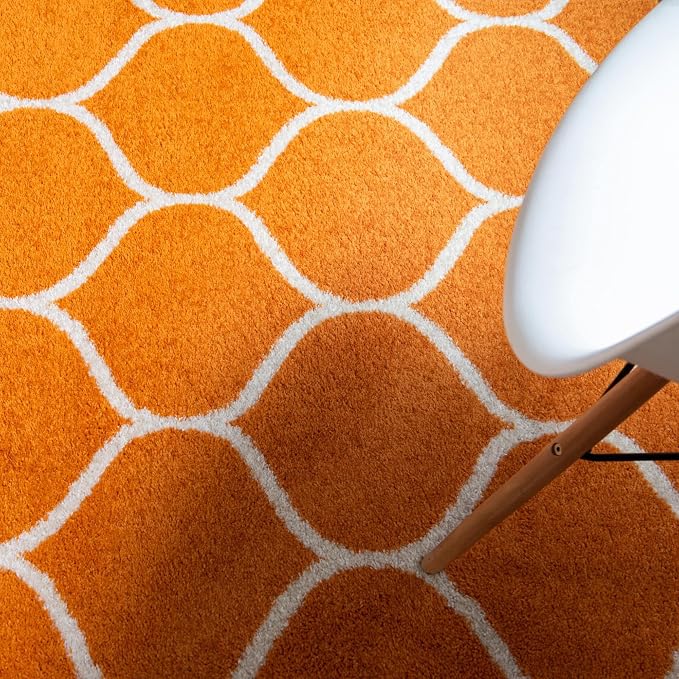 Rugs.com Lattice Frieze Collection Rug – 10' x 14' Orange Medium Rug Perfect - Image 5