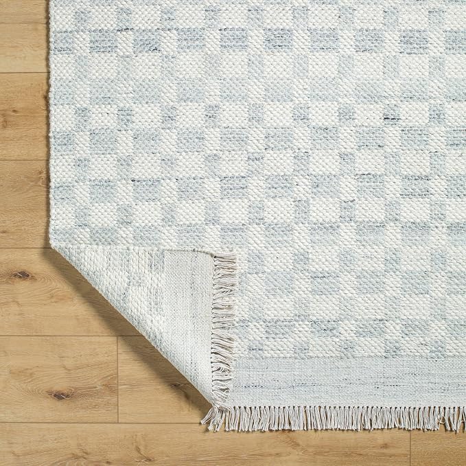 Mark&Day Wool Rugs, 4x6 Clinten Solid and Border Light Slate Checkered Rug - Image 5