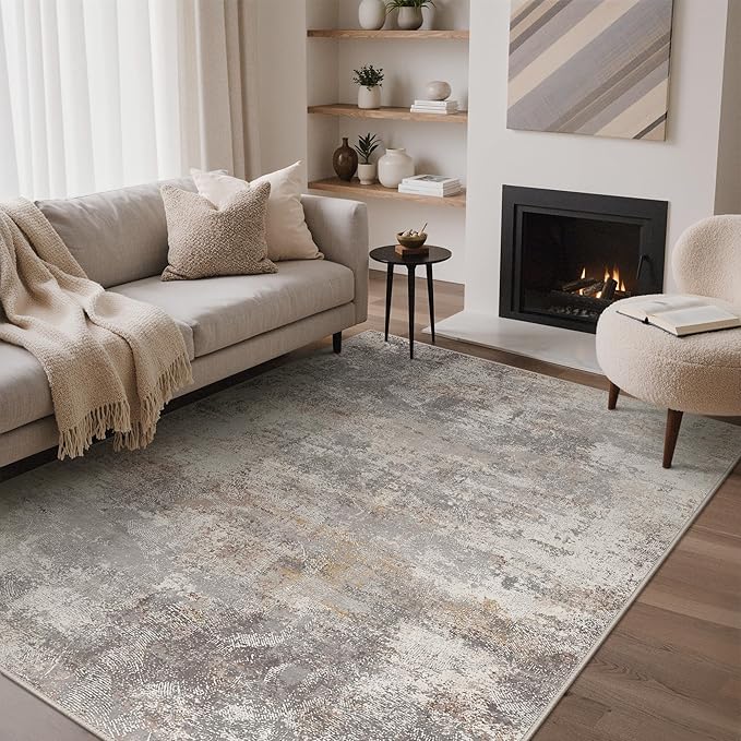 GENIMO Washable 5x7 Area Rugs for Living Room, Non Slip Modern Abstract Rug by GENIMO