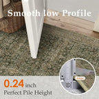 Entryway Area Rug 4x6 Green Brown Vintage Washable Office Carpet Traditional - Image 3