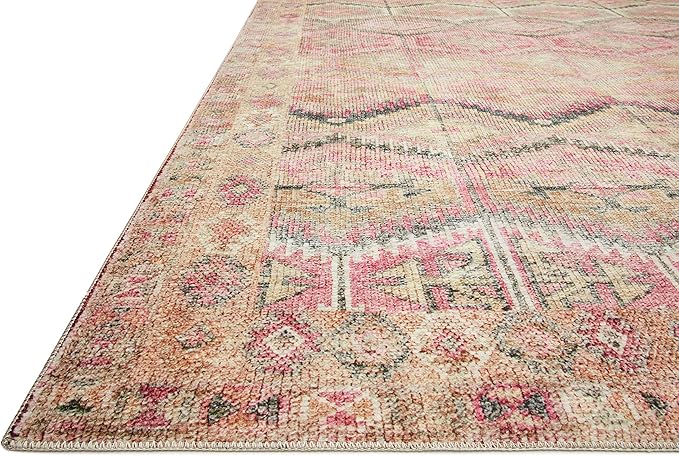 Loloi Layla Collection LAY-17 Pink/Lagoon 2'-6" x 7'-6" .13" Thick Runner Rug - Image 3