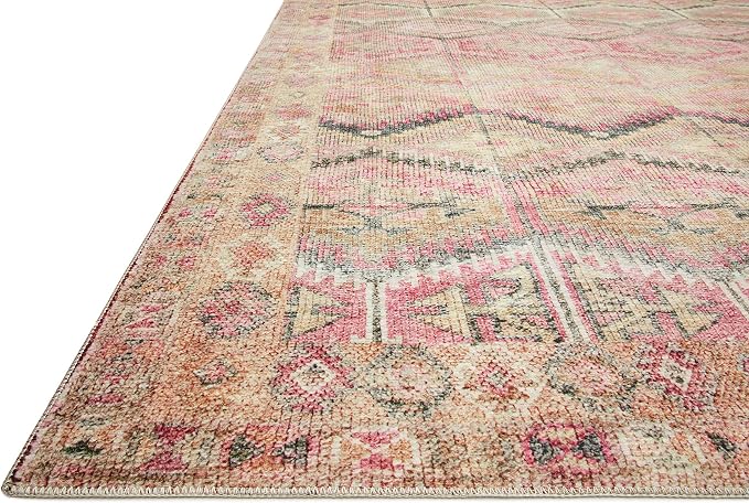 Loloi Layla Collection LAY-17 Pink/Lagoon 2'-6" x 9'-6" .13" Thick Runner Rug - Image 3